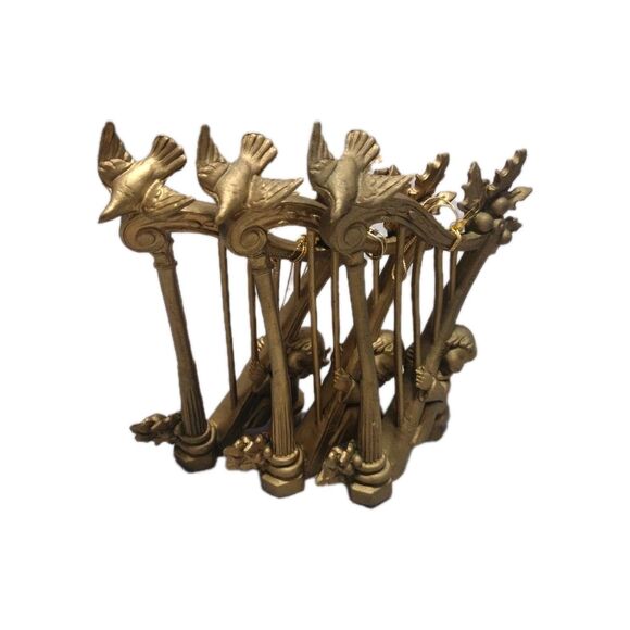 Vintage Angel Cherub Playing Harp Gold Plastic Christmas Ornaments ITALY 3x Lot - Picture 4 of 9